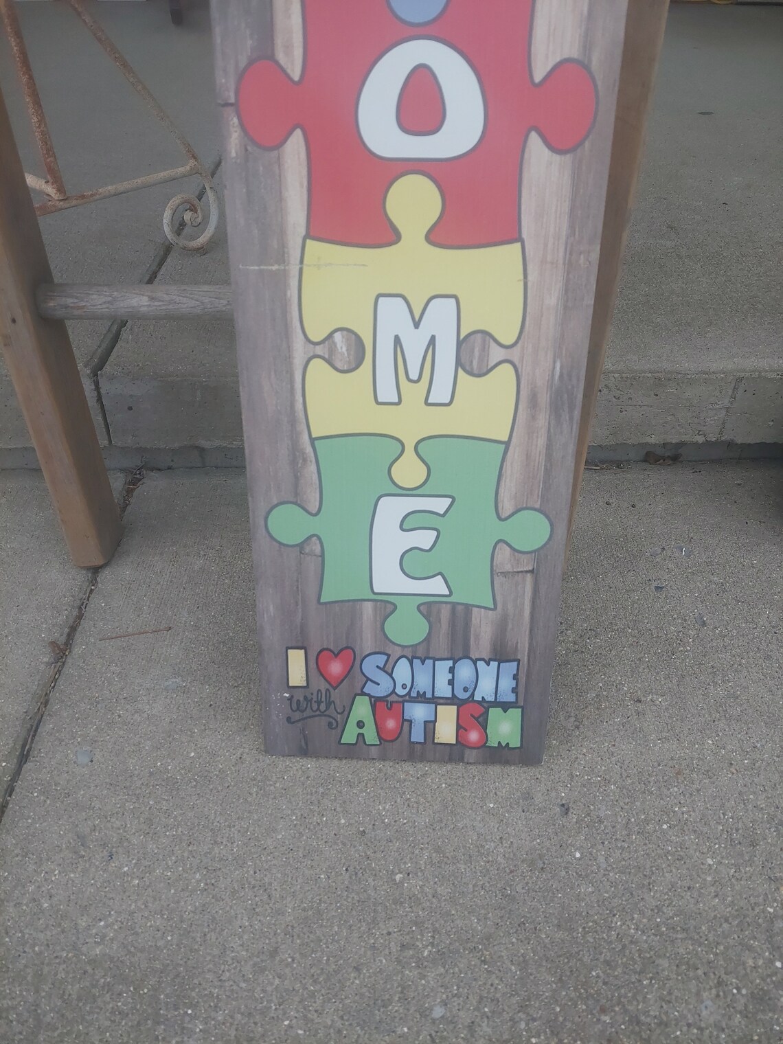 Autism Sign Welcome Porch Leaner Autism Awareness Decor 3ft All Wood ...