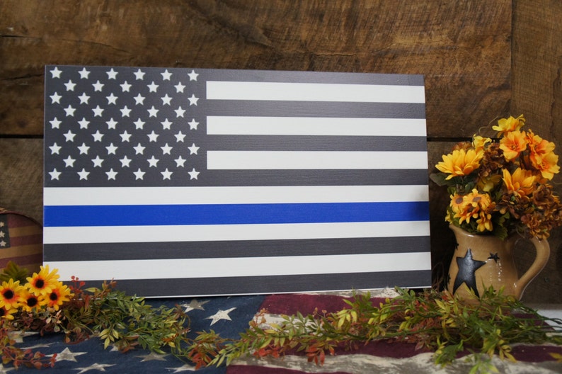 We Bleed Blue American Flag Black and White With Blue Stripe Etsy