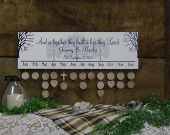 And So Together They Built a Life They Loved Family Calendar Birthday Calendar All Wood Monthly Calendar Wood Discs Personalized free