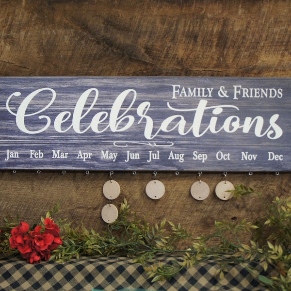 Family Birthday Calendar Family& Friends Celebrations solid wood Monthly Calendar Custom Monthly Rustic Style Never Forget Special Days