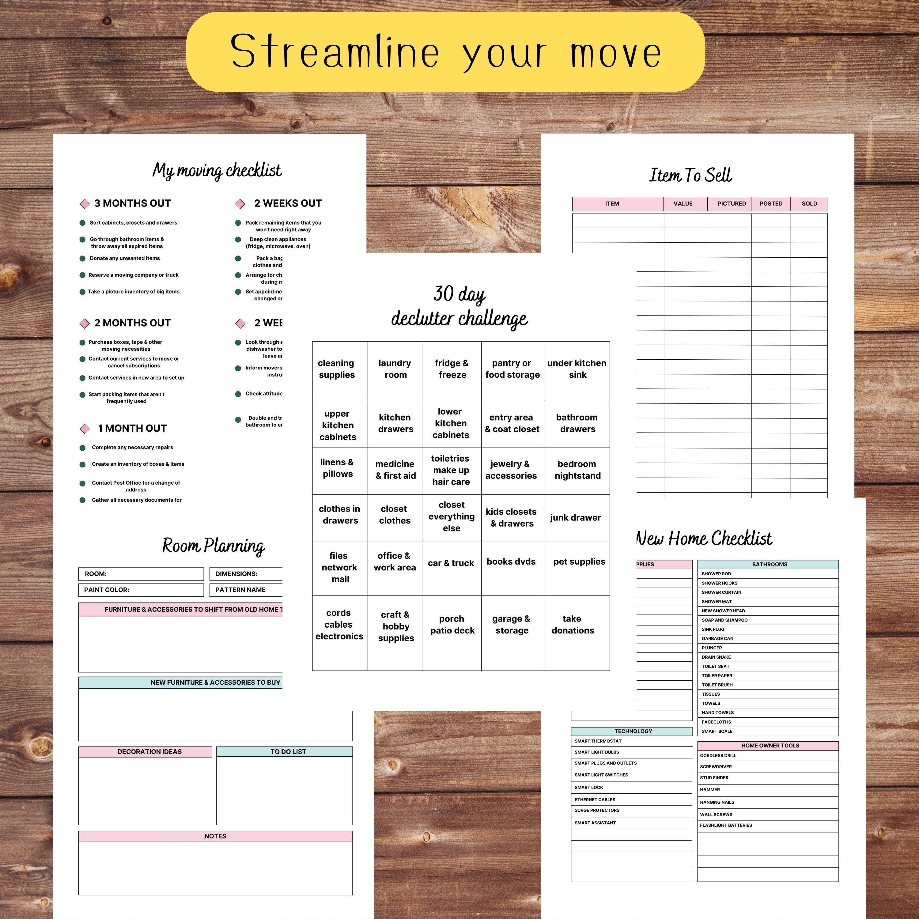Checklist Printable, Moving Guide, Moving Checklist, Moving Planner ...