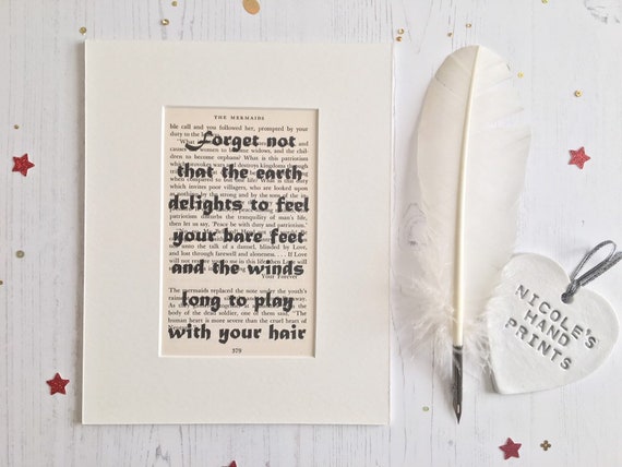 Poesia Stampa Natura Amante Notte Presente Khalil Gibran Citazione Regali Unici Per Le Donne Upcycled Libro Vintage Pagina Stampa Filosofia Arte