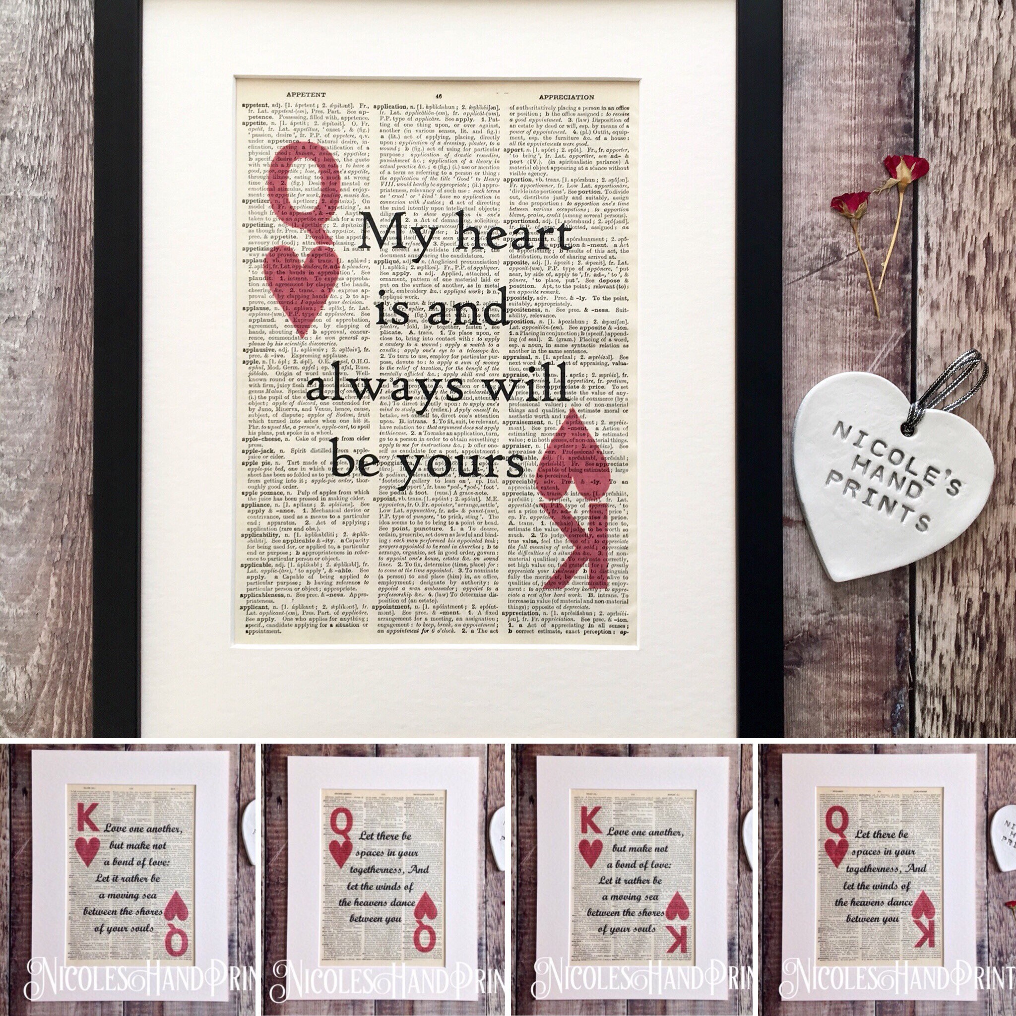 Gift Boxed King And Queen Of Hearts Love Quote Print 1st Wedding