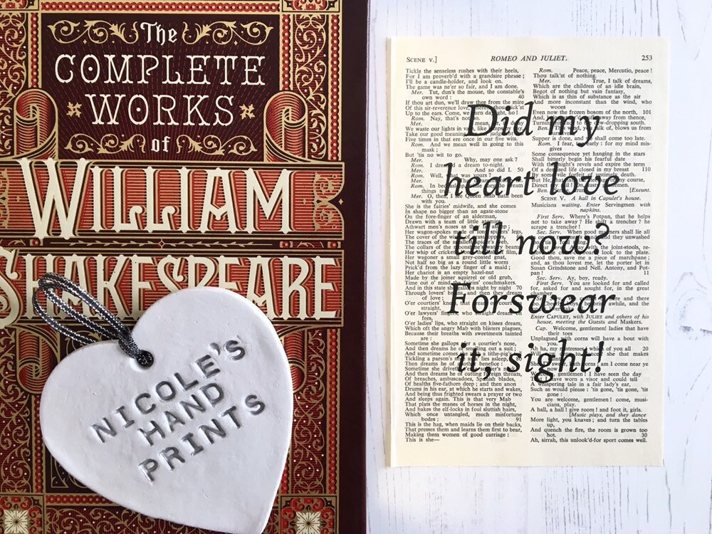 Shakespeare Love Print Romeo And Juliet Quote Book Themed