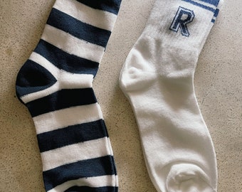 2 Pairs Women's Striped Socks |  Casual Sport Socks | Mid Tube Socks | Colorful Cute Casual Socks | Sneaker Socks | Gift for Her