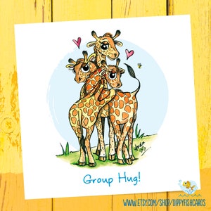 Giraffenkarte, Giraffengruppe Umarmung, Umarmungskarte, Geburtstagskarte, Aufmunterungskarte