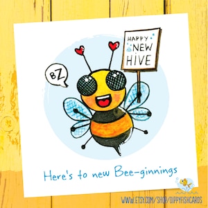 New Bee-Entkörnung, glückliches neues Zuhause, glückliches neues Haus, Umzugskarte, Neuanfänge, Glückwunschkarte