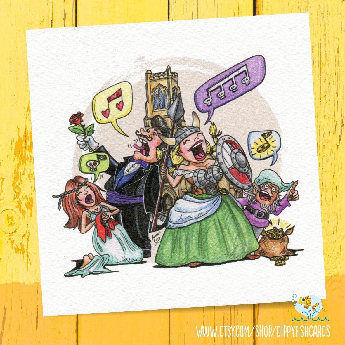 Opera card, theatre, birthday card, Good luck, break a leg, blank inside