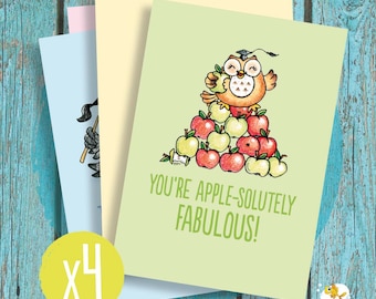 Thank You Teacher Cards – multipack, end of term, thank you gift, greetings card bundle