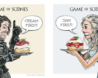 Game of Scones, Jam First, Cream First card, Funny GOT card, Cream tea card