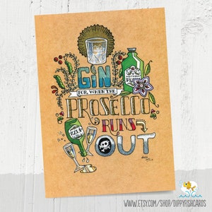 Carte d'anniversaire de gin, carte de gin, carte de prosecco, horloge de vin, anniversaire arrosé, fond vers le haut, acclamations, anniversaire de verrouillage