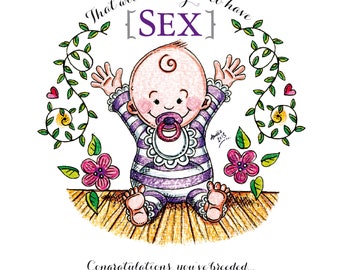 Funny baby card, baby shower, rude baby card