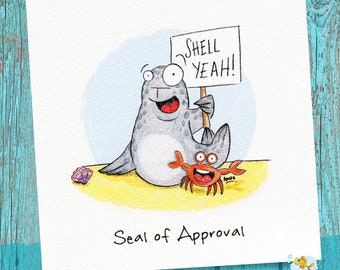 seal of approval, You’re awesome card, birthday card, congratulations card