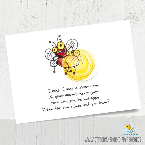 Glowworm Postcard, Cheer up Card, Poem, Cute - Etsy Israel