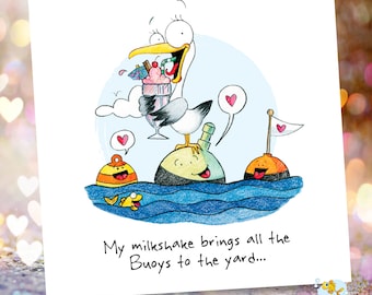 Funny seagull Card, Birthday card, My milkshake, seagull, birthday card funny card, quirky card, rude card, Valentine card