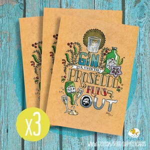 Multipack de cartes de gin et de prosecco, triple gin, anniversaire Boozy, lot de cartes de vœux