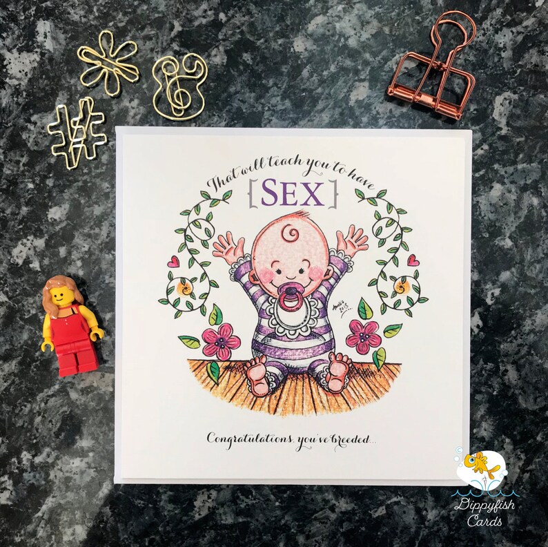 Funny Baby Card Baby Shower Rude Baby Card Etsy