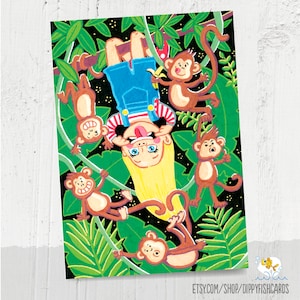Carte d'anniversaire de singe effronté, carte de singe effronté mignonne, carte pour fille, carte pour belle, carte pour petite-fille