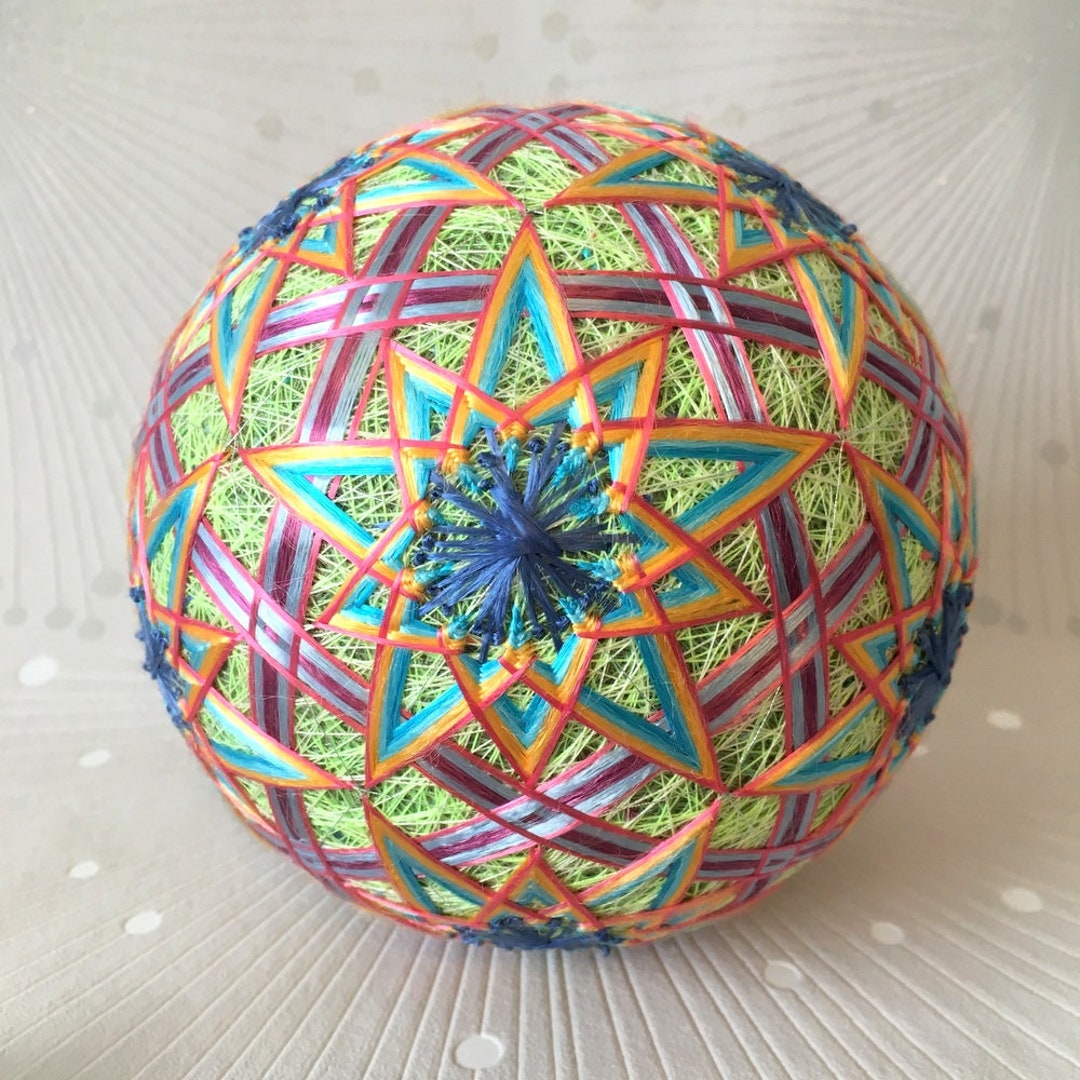 Large Temari Ball Living Room Art Colourful Home Decor Hand Etsy