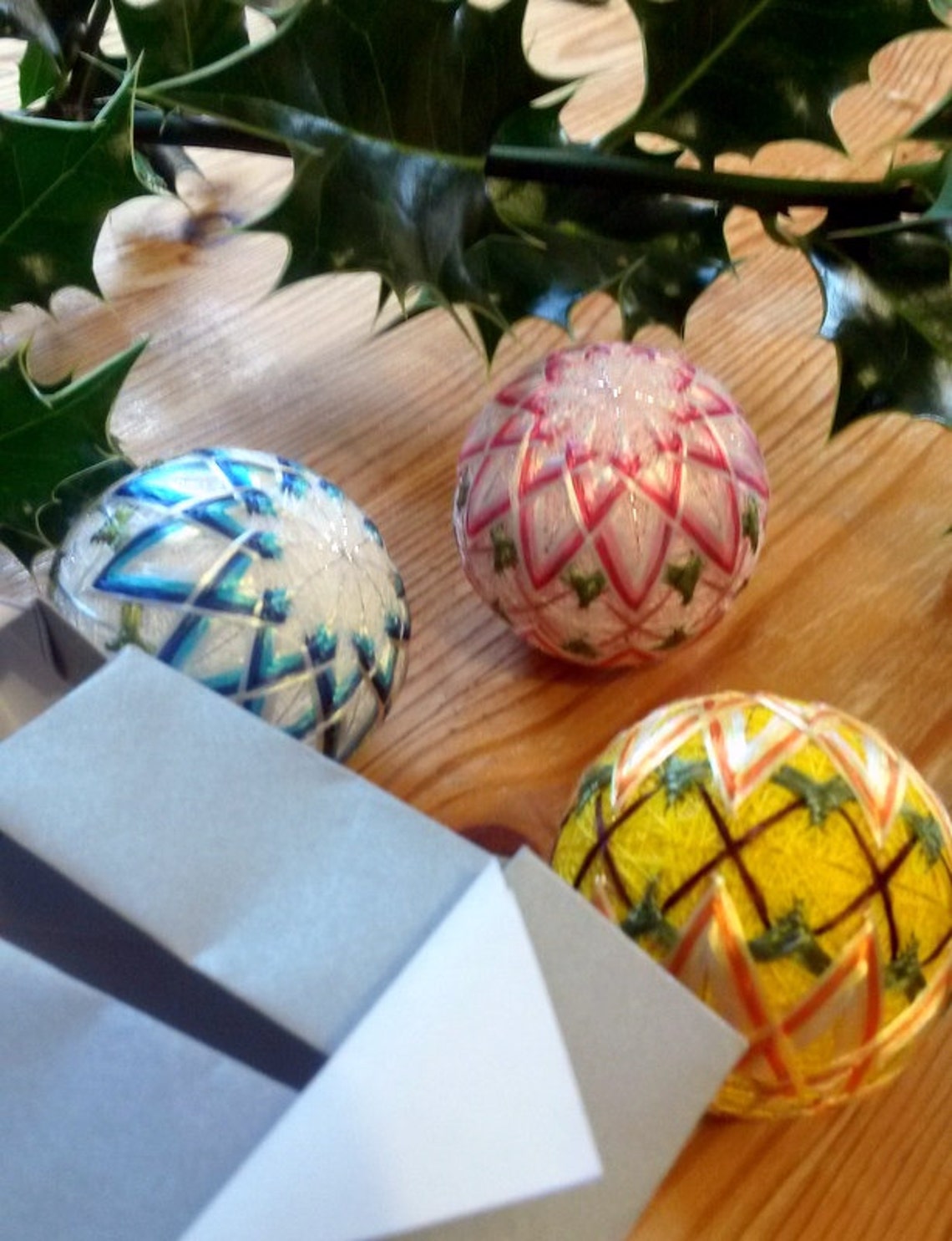 Japanese Christmas Ornaments 3 Pieces Set Mini Temari Etsy