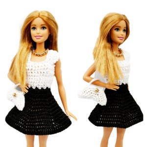 11.5" Fashion Doll Skirt Dress and Purse PDF crochet pattern