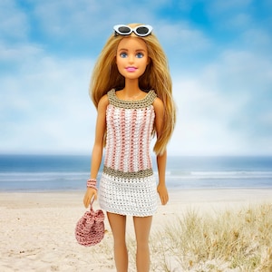 11.5" Fashion Doll Beachwalk Dress and Purse PDF crochet pattern