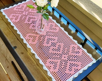 Heart Table Runner PDF crochet pattern