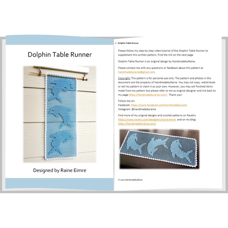 Dolphin Table Runner PDF crochet pattern image 5