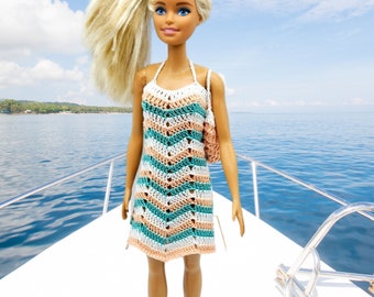 11.5&quot; Fashion Doll Coastal Dress and Bag PDF crochet pattern