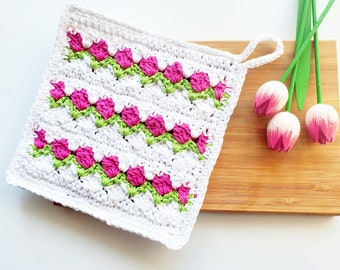 Tulip Stitch Dishcloth PDF crochet pattern