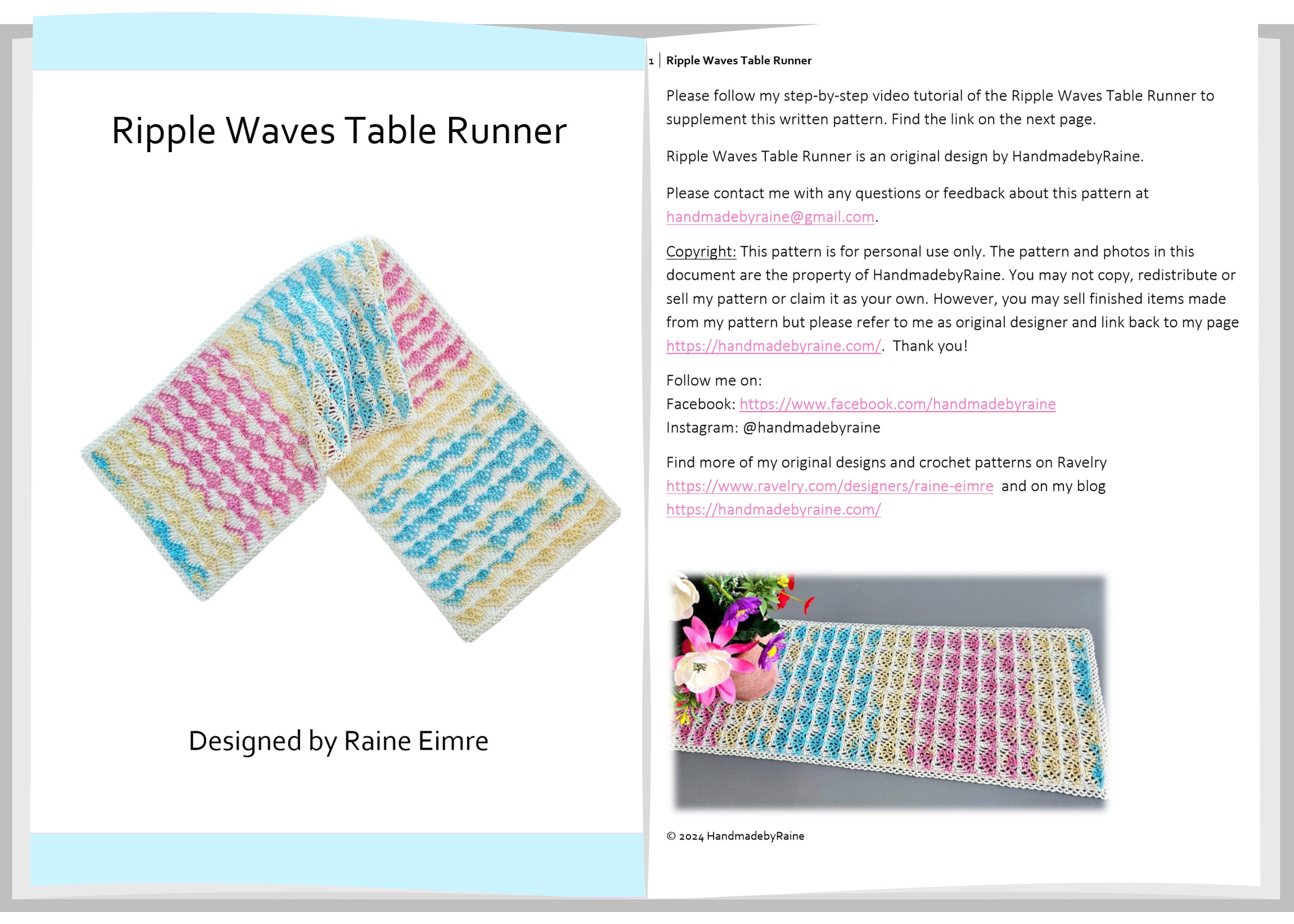 Wave Table Runner Pattern Ripple Waves Table Runner PDF Crochet Pattern - Etsy