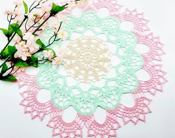 Springtime round crochet doily