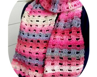 Soft Trellis Scarf, crochet winter scarf