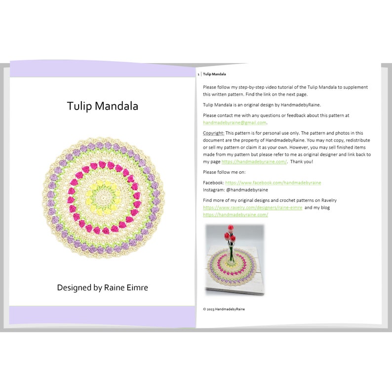 Tulip Mandala PDF crochet pattern image 5