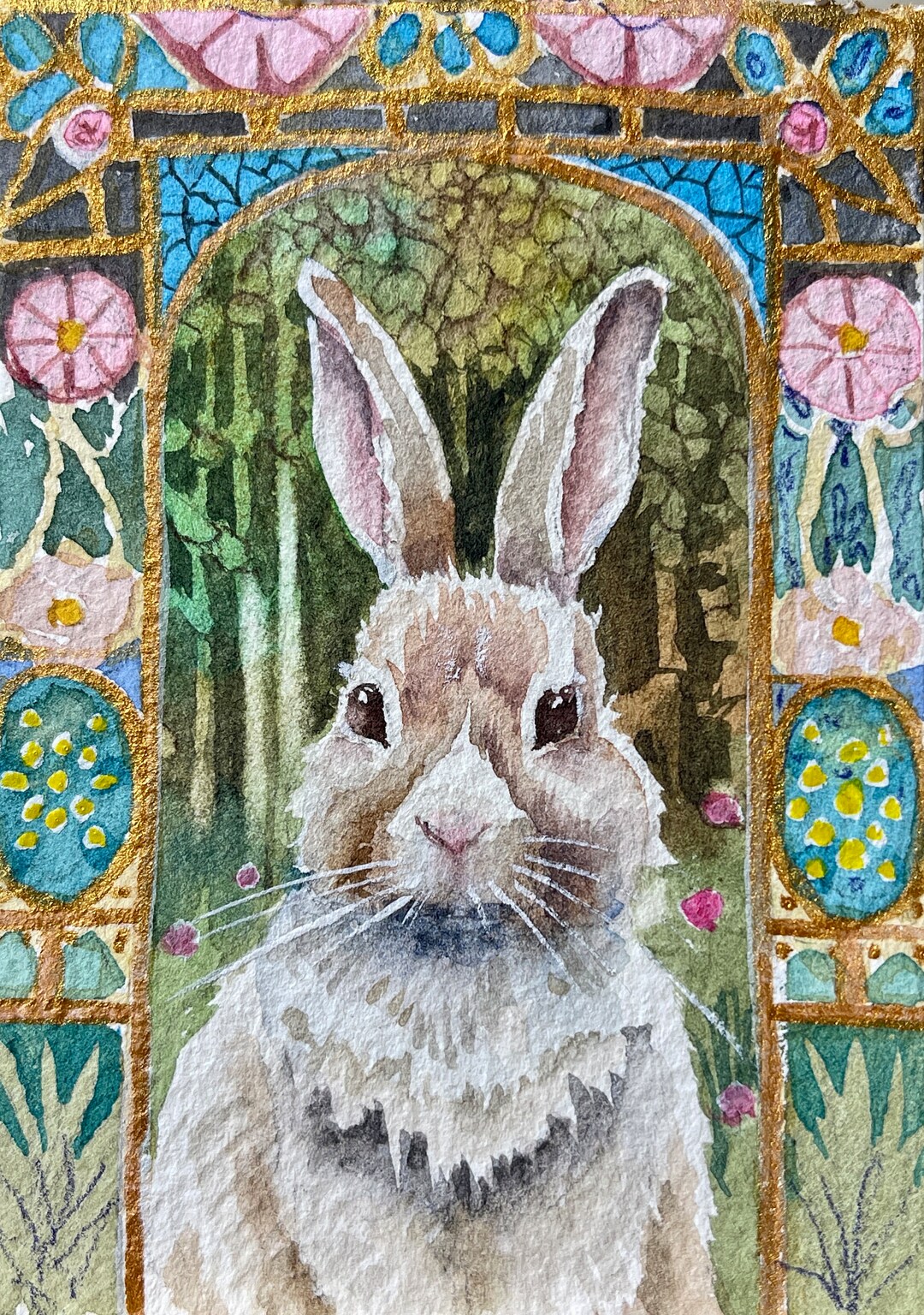 Original ACEO Card Watercolor Rabbit Painting Custom Rabbit Etsy