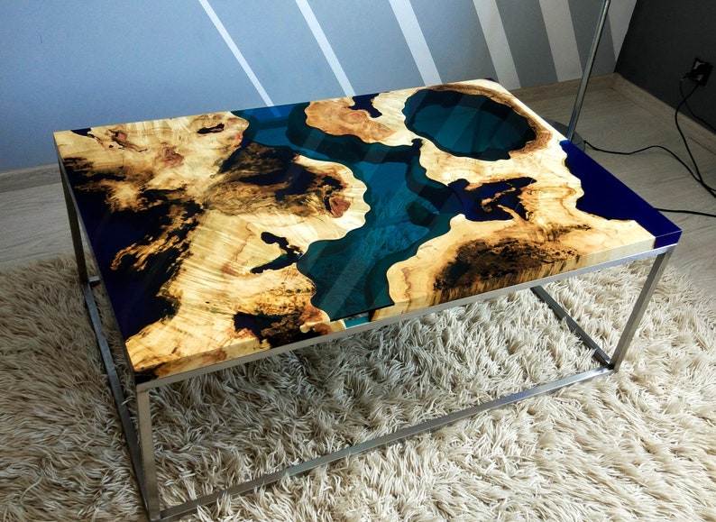 SOLD Live Edge River Coffee Table With Blue Epoxy SOLD Etsy