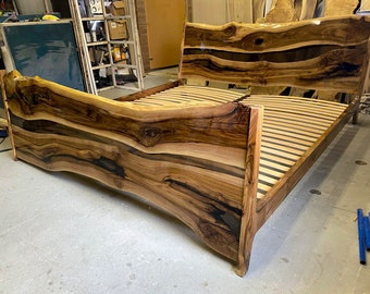 River dark walnut epoxy bed live edge