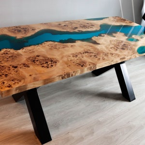 Mappa Burl Turquoise River Epoxy Resin Table - Etsy