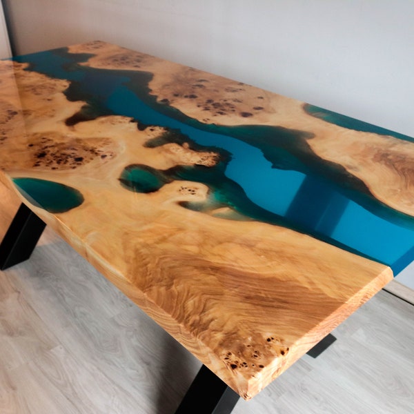 Mappa burl turquoise river epoxy resin table