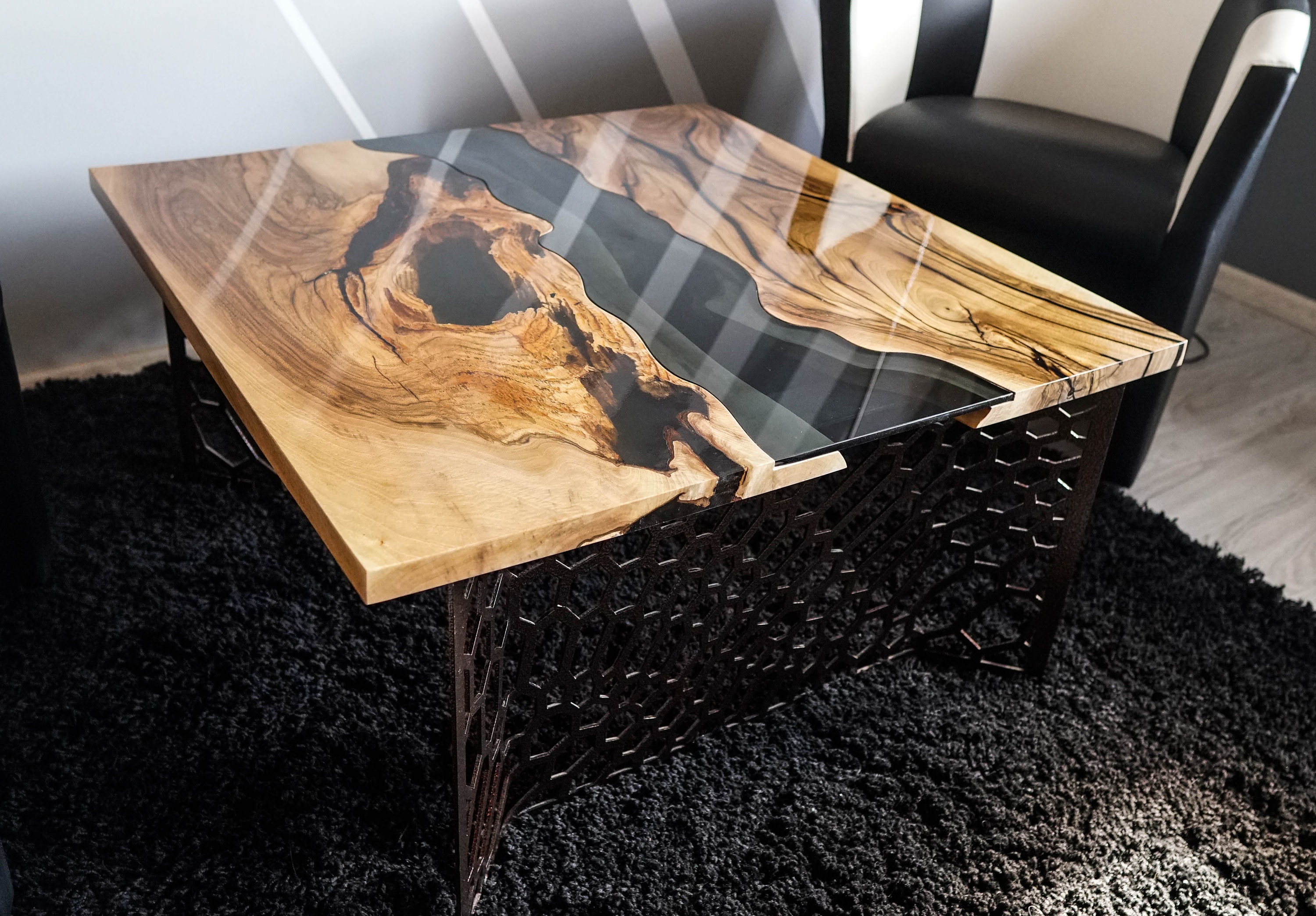 Available Live edge square river dark walnut coffee table - Etsy España