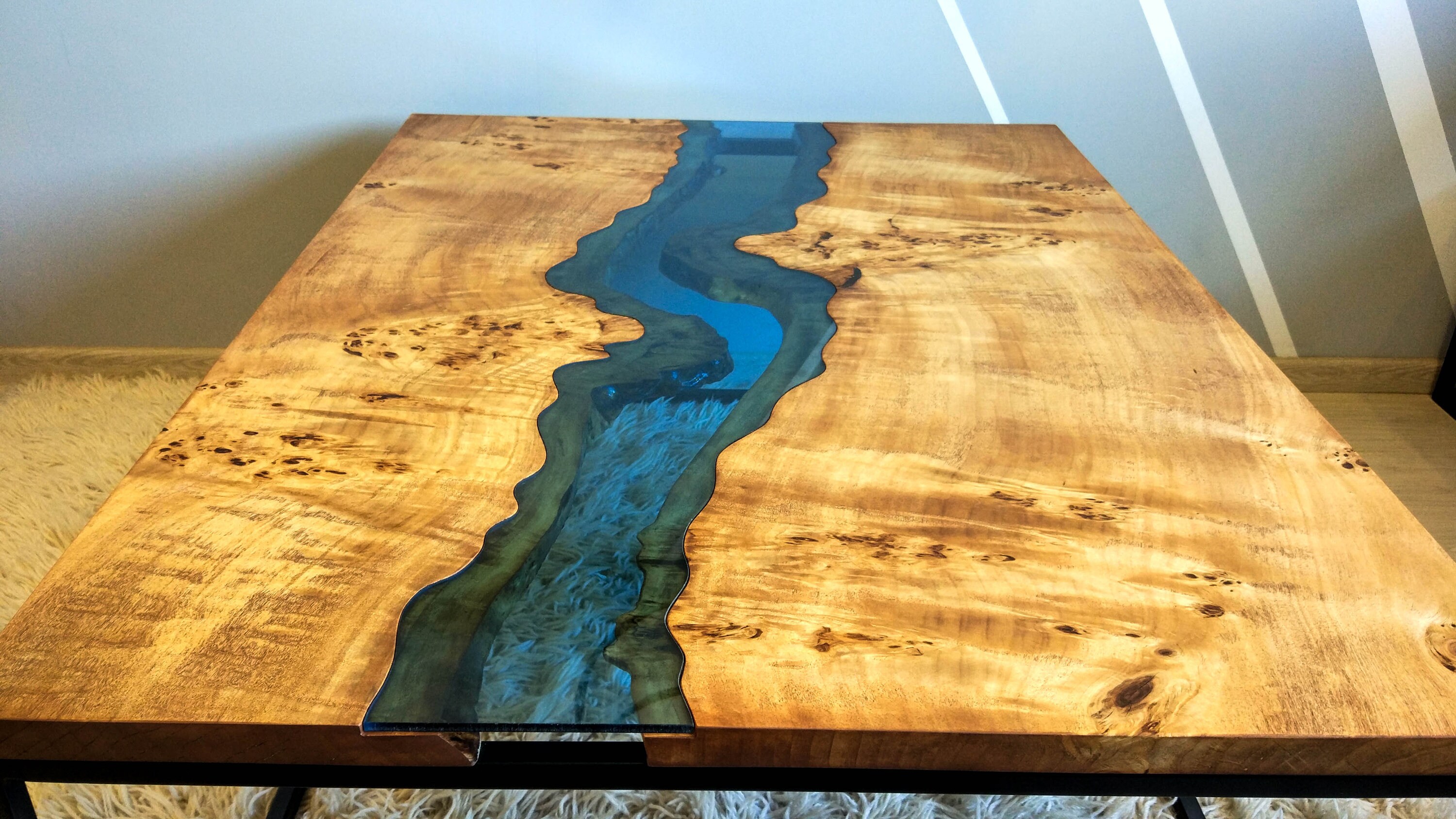 Live Edge River Glass Coffee Table Etsy