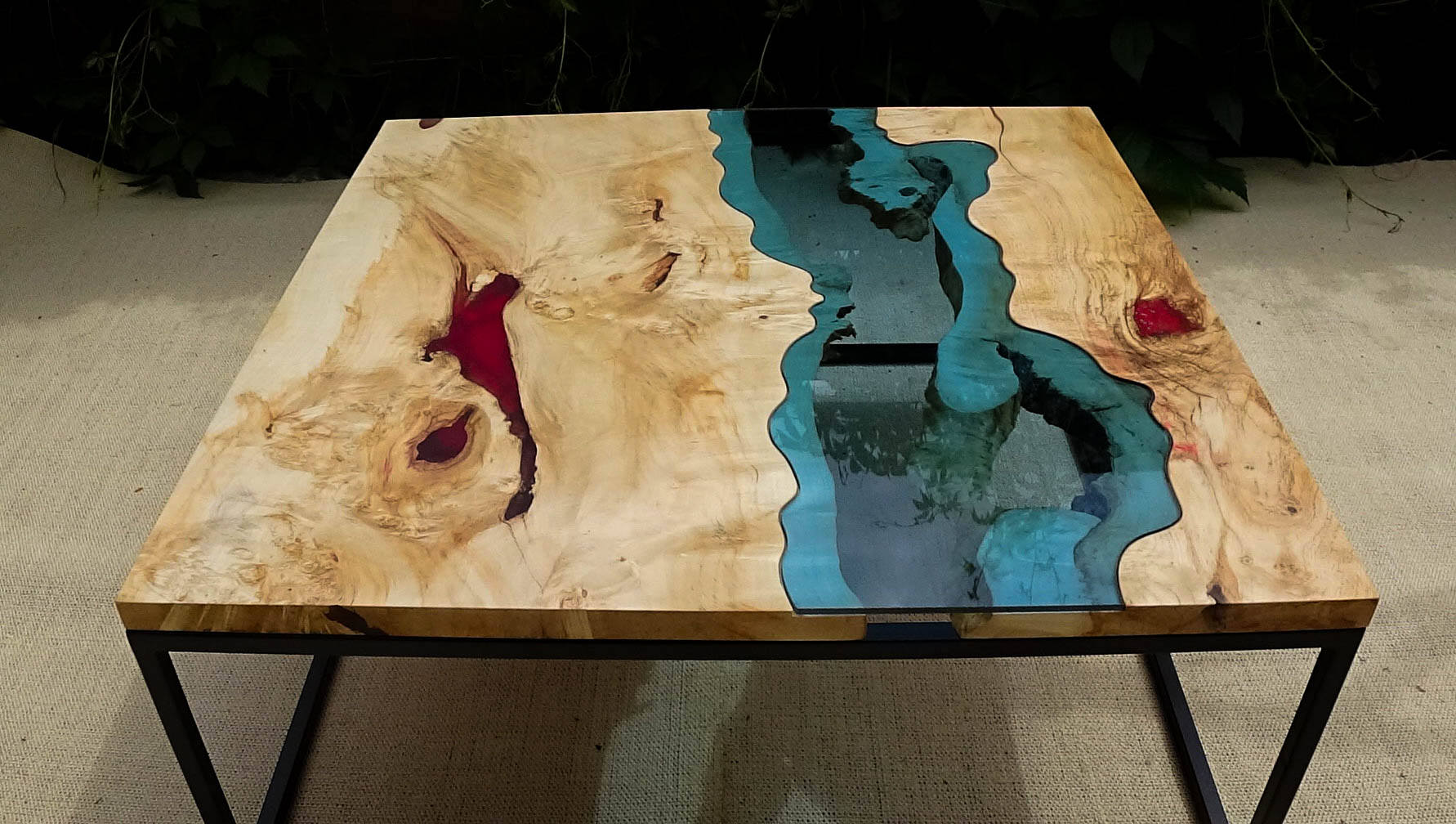 SOLD Live edge river coffee table with red epoxy inlay SOLD Etsy