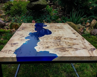 Live edge river blue epoxy coffee table