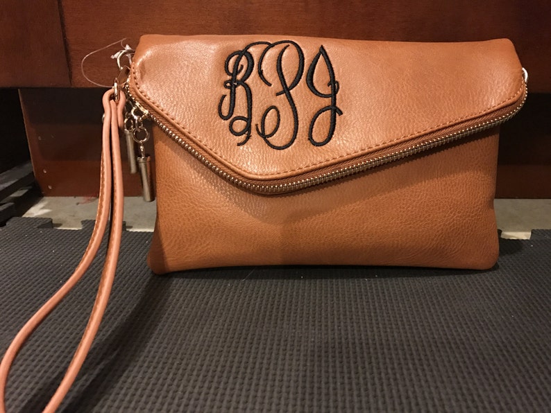 Faux leather Camel colored Monogrammed/personalized Envelope Etsy