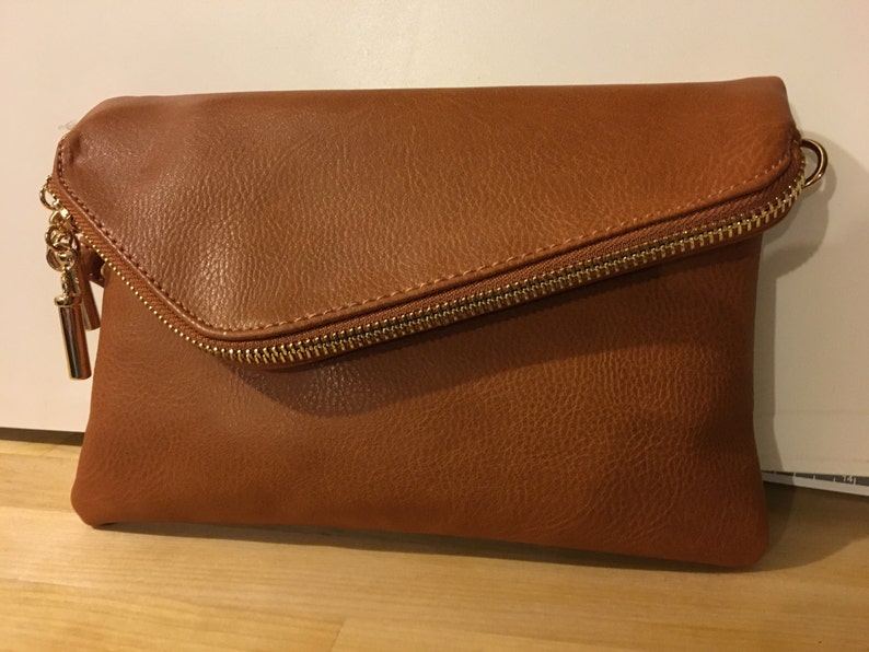 Faux leather Camel colored Monogrammed/personalized Envelope Etsy