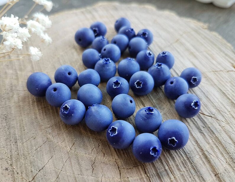 Blueberry Charm. Polymer Clay Beads. Jewelry Beading. DIY Kit. Etsy