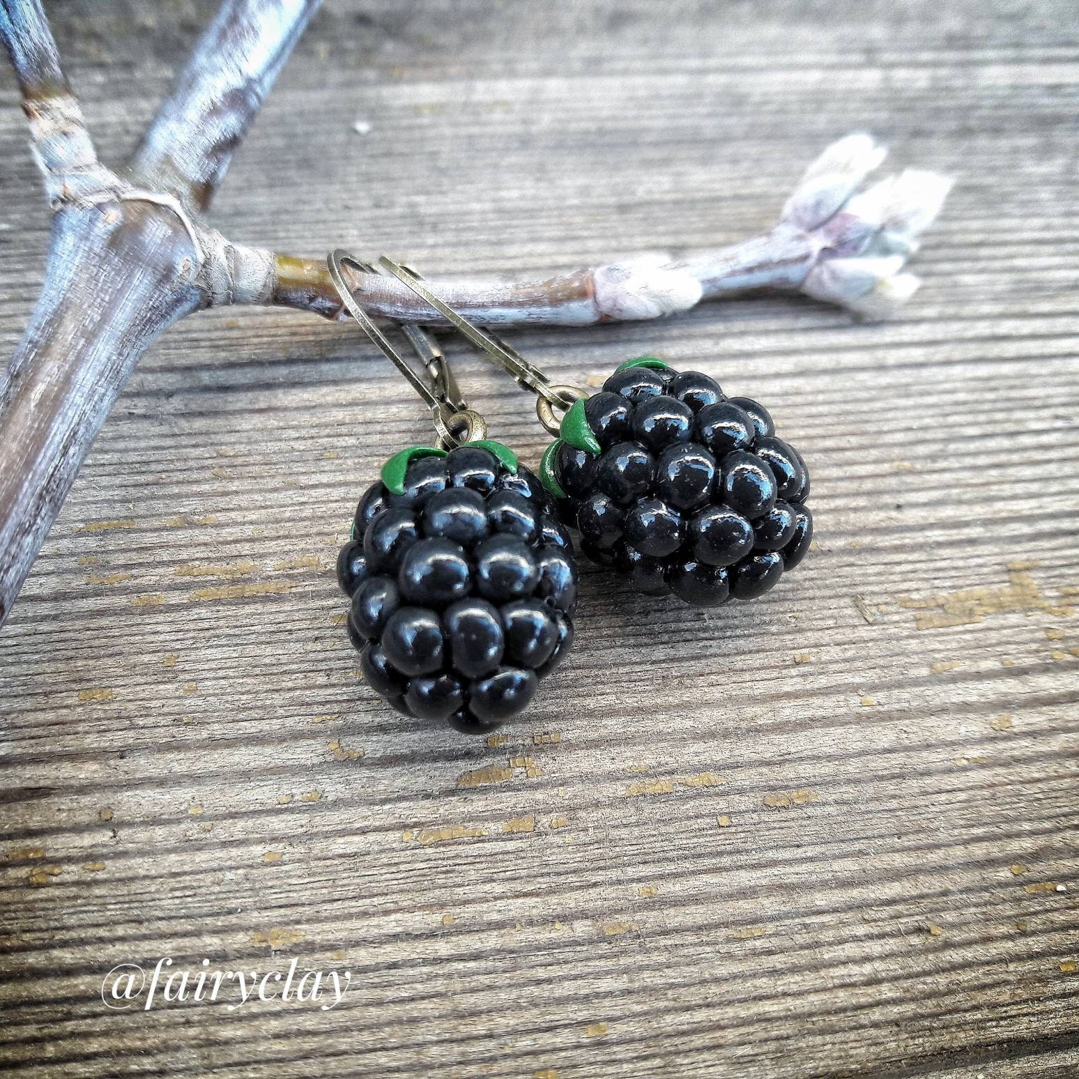 BlackBerry earrings from polymer clay handmade polymer clay Etsy