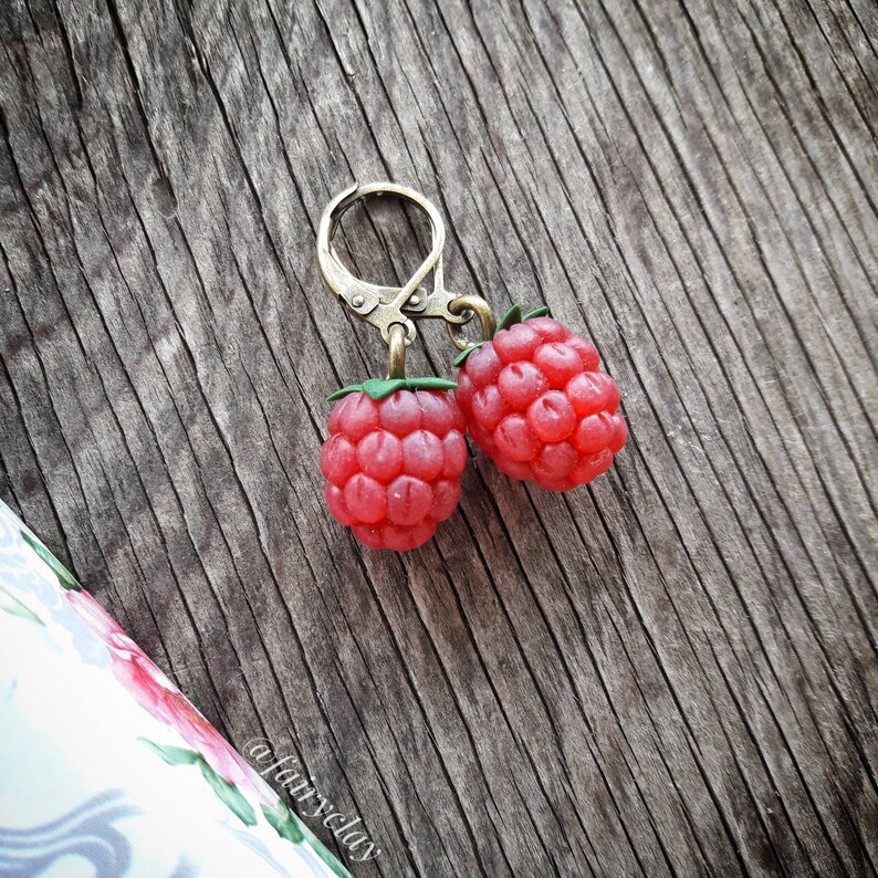 Raspberries earrings from polymer clay handmade beautiful Etsy