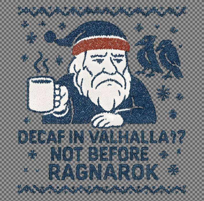 T-shirt Uomo MoonWorks 'Ugly Christmas' Con Odin, Vikings E Valhalla - Natale 2024, Nera