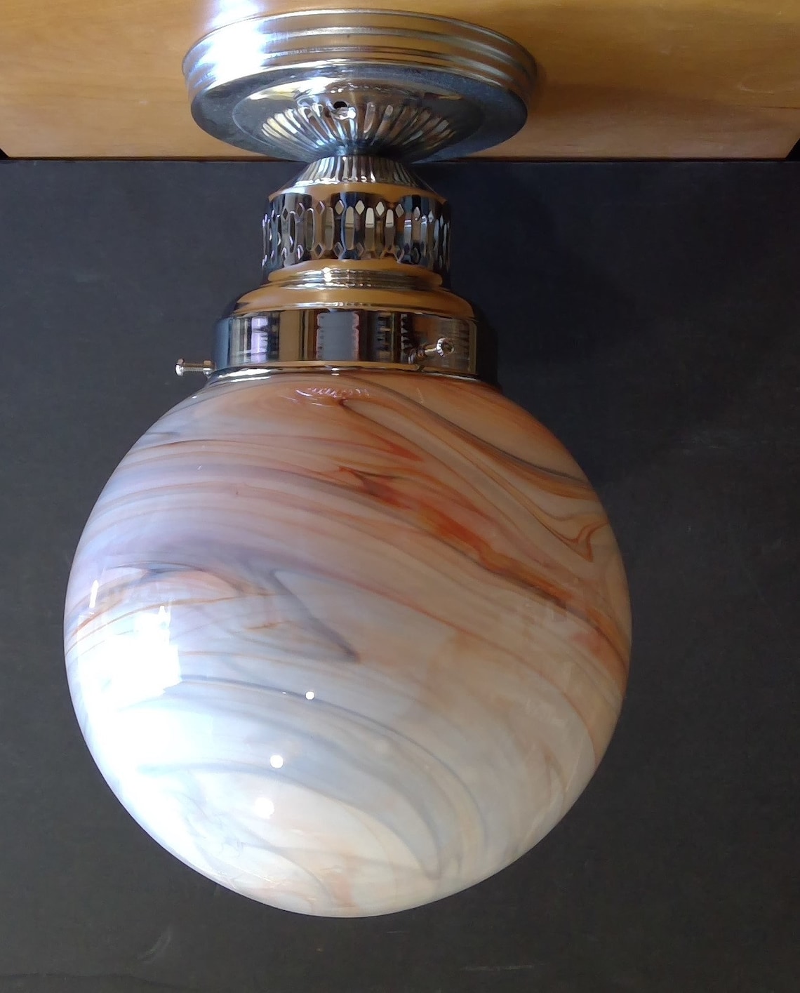 Retro Marble Swirl Ceiling Light Fixture Flush Mount Chrome Etsy